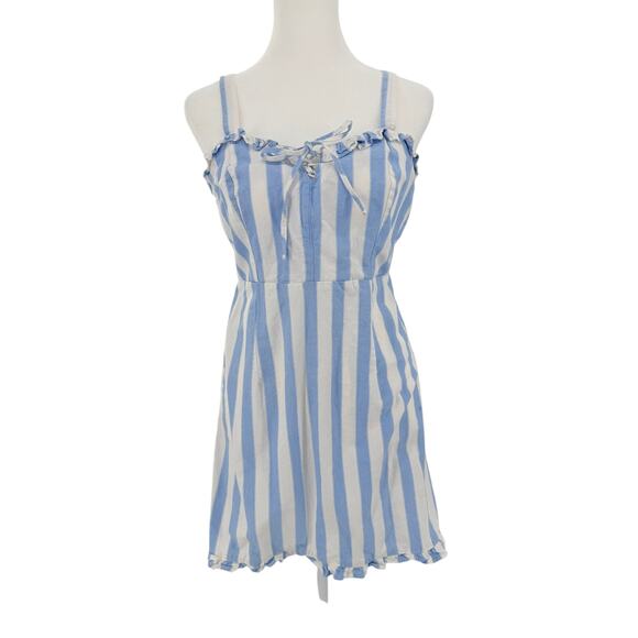 Derek Heart Dresses & Skirts - Derek Heart Blue White Striped Sundress Spaghetti Strap Lace Up Women’s Size S